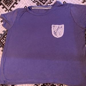 Purple Tee with Lace Pocket